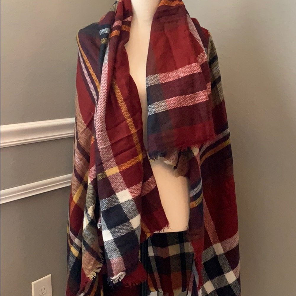 Plaid Poncho Scarf Wrap